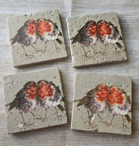 Robin Design Tumbled Marble Coasters