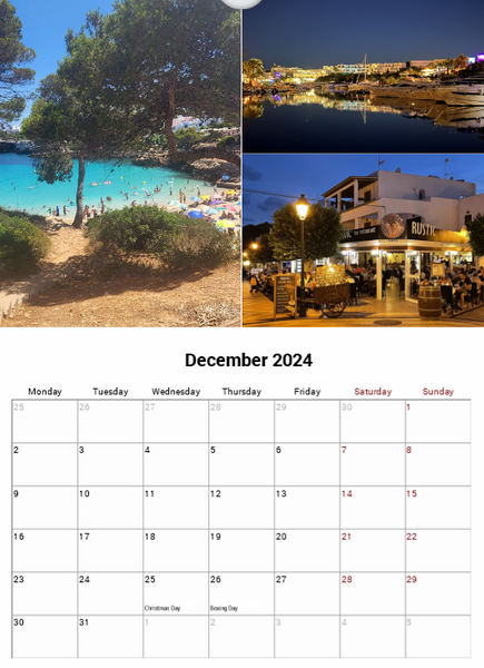 Cala d'Or 2024 A4 Wall Calendar