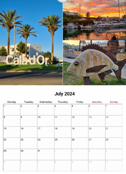 Cala d'Or 2024 A4 Wall Calendar