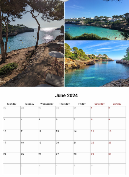 Cala d'Or 2024 A4 Wall Calendar