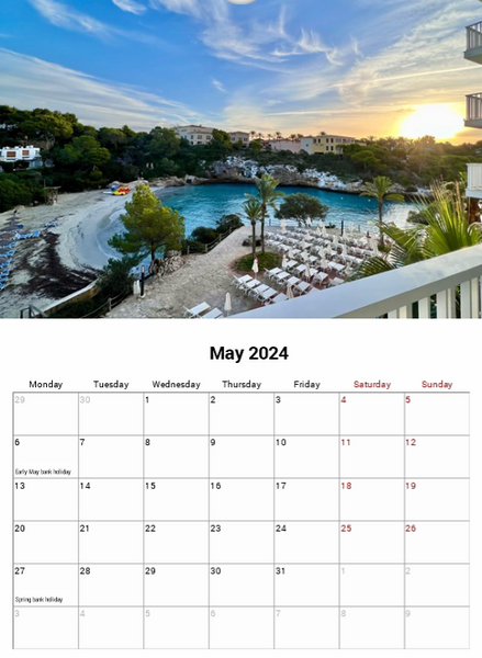 Cala d'Or 2024 A4 Wall Calendar