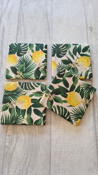 Lemon & Palm Stone Coasters