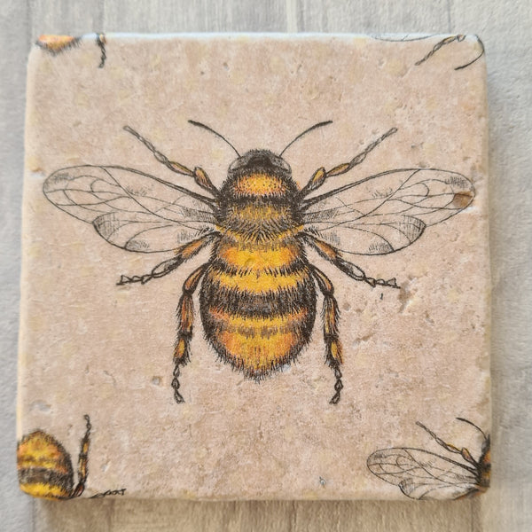 Bee Design Tumbled Marble Coasters
