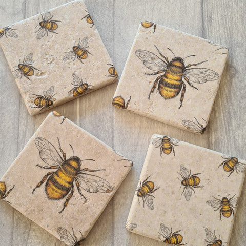 Bee Design Tumbled Marble Coasters