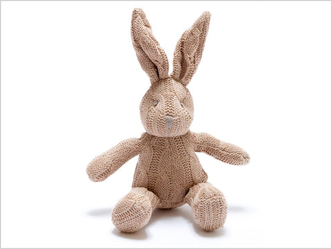 Cable Knit Organic Bunny Rattle